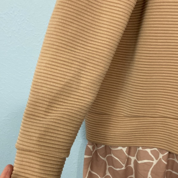 ASOS DESIGN Womens Size 8 Curve 2 in 1 Rib Sweater Dress Giraffe Print Hem Blush - Picture 4 of 12